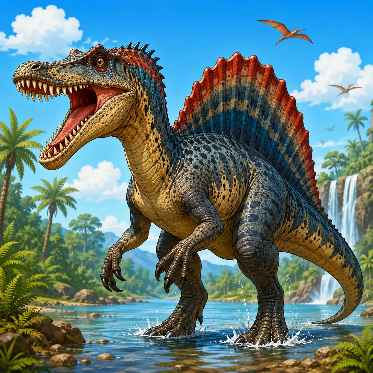 Spinosaurus cartoon illustration