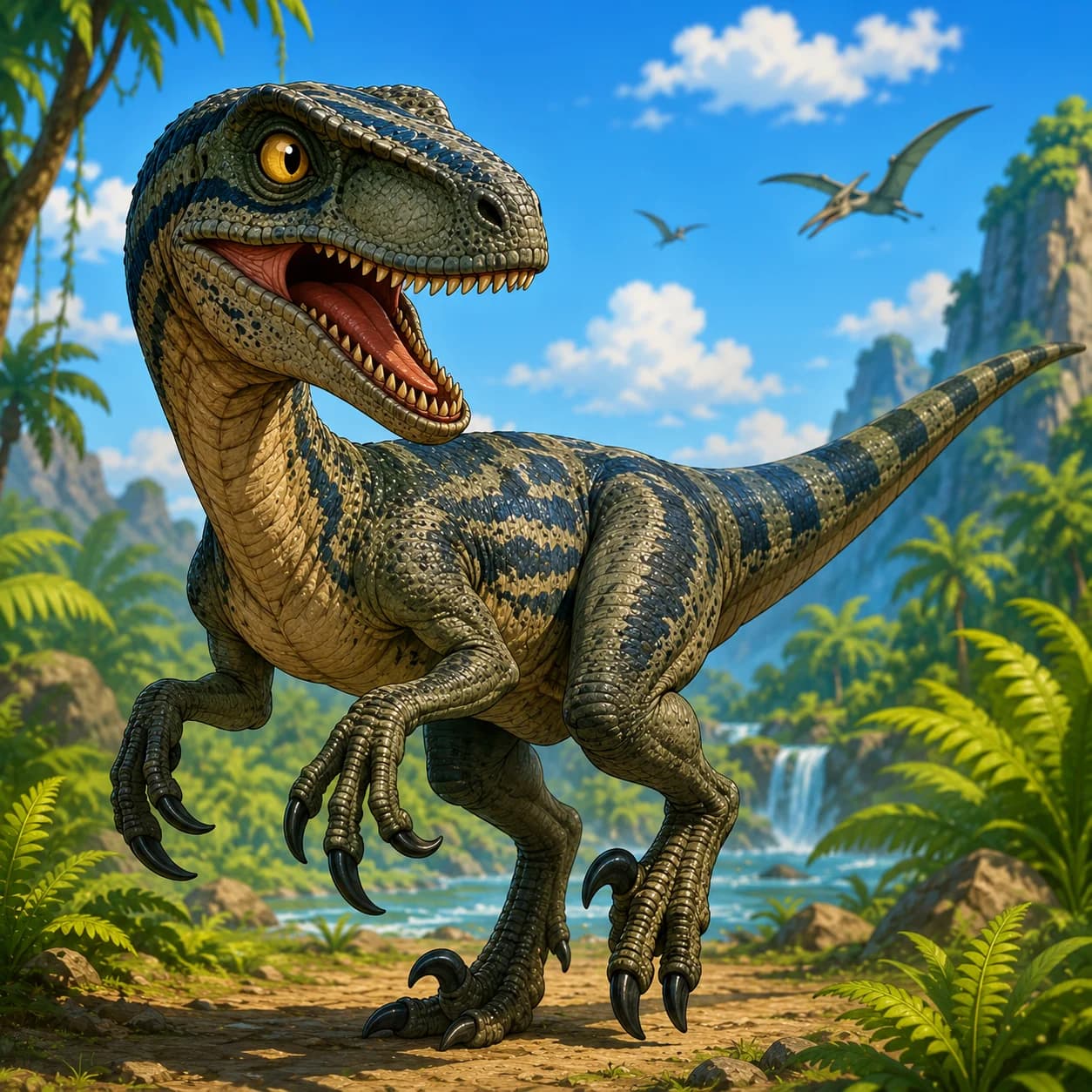 Velociraptor cartoon illustration